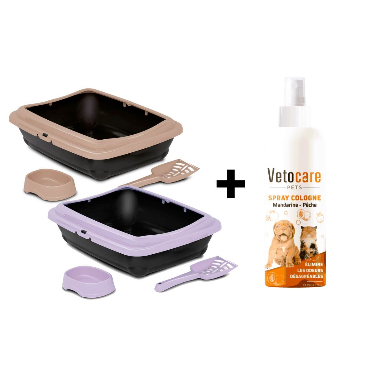 Pack Hygiène Chat – Bac À Litière Kikakat + Parfum Veto Care Mandarine-pêche