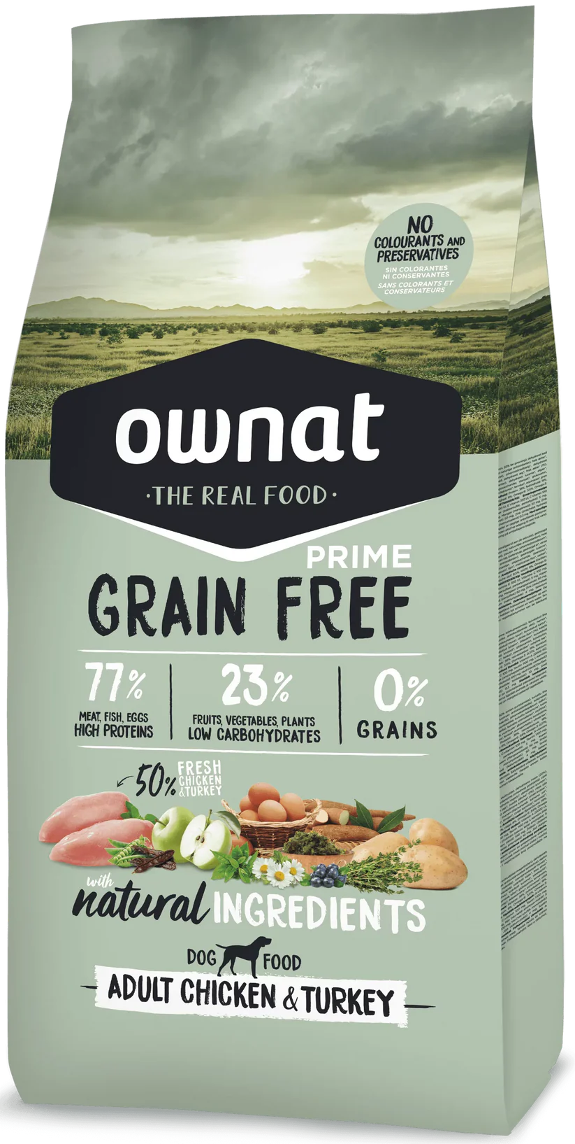 Ownat Grain Free Prime Aliment Sec Chien Adult Poulet &amp; Dinde 12 Kg thumbnail 3
