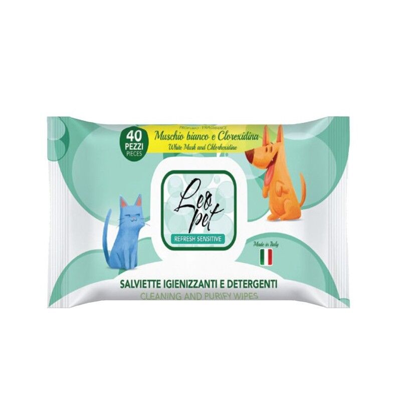 Lingettes Nettoyantes Pour Chiens Et Chats, Musc Et Chlorexidine 40 Pcs