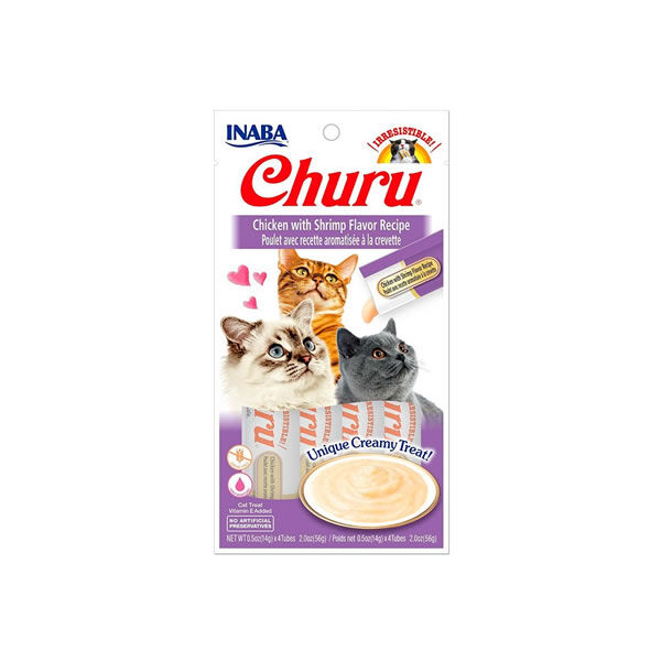 Churu Recette Au Poulet Et Aromatisée À La Crevette 56g Pour Chat