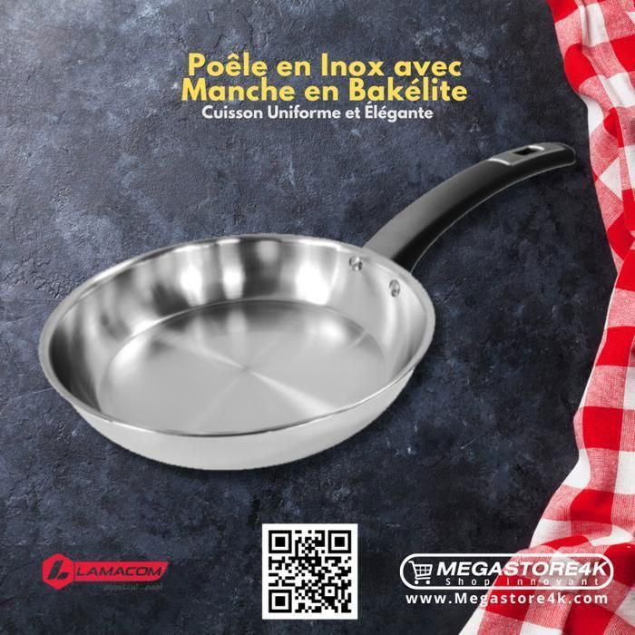 Poêle Tri-ply En Inox Avec Manche En Bakélite