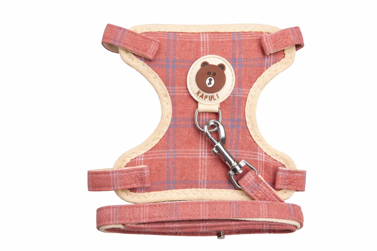 Harnais Pour Chien Et Chat Rouge À Carreaux Avec Laisse