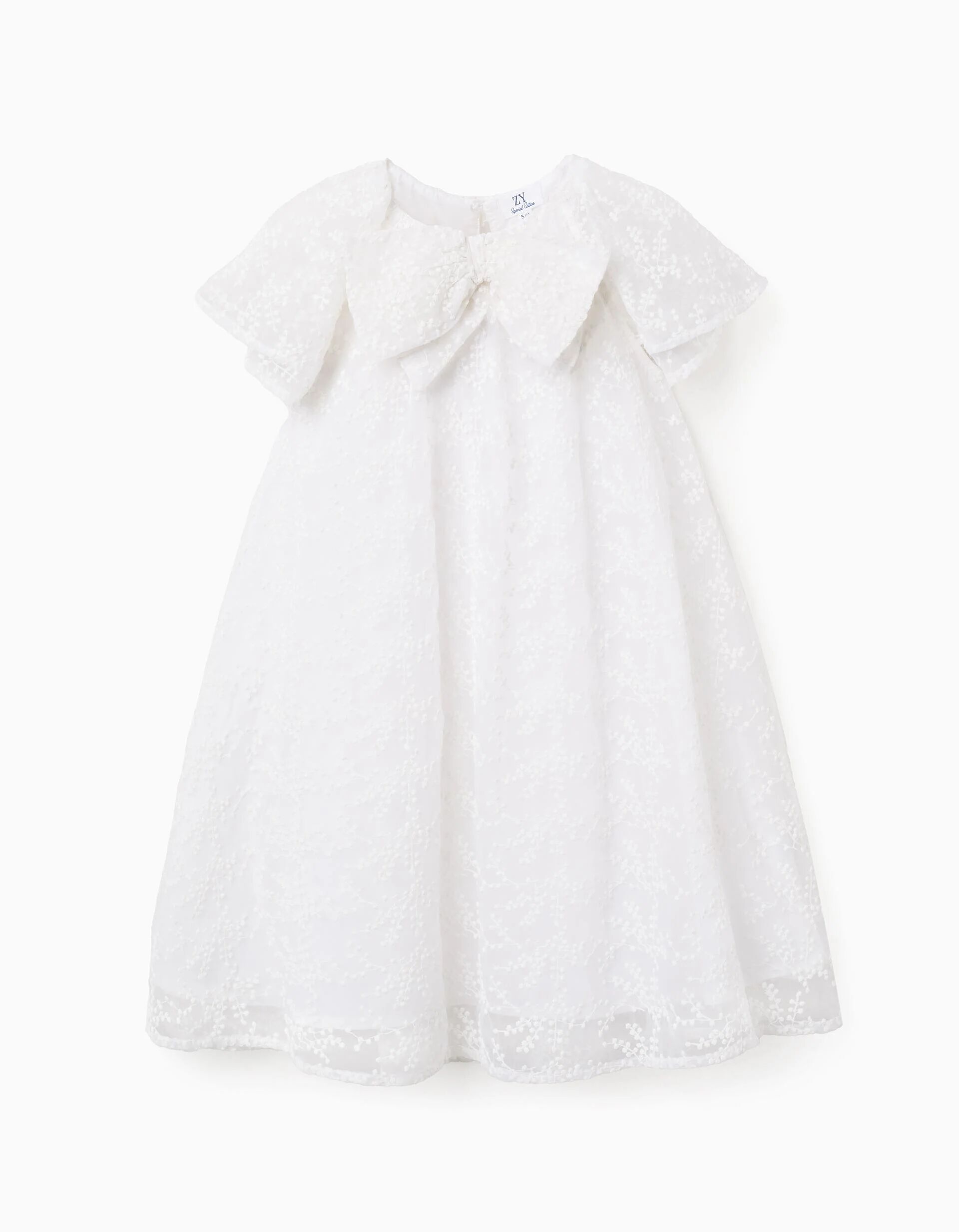 Robe avec nœud et manches cape à volants