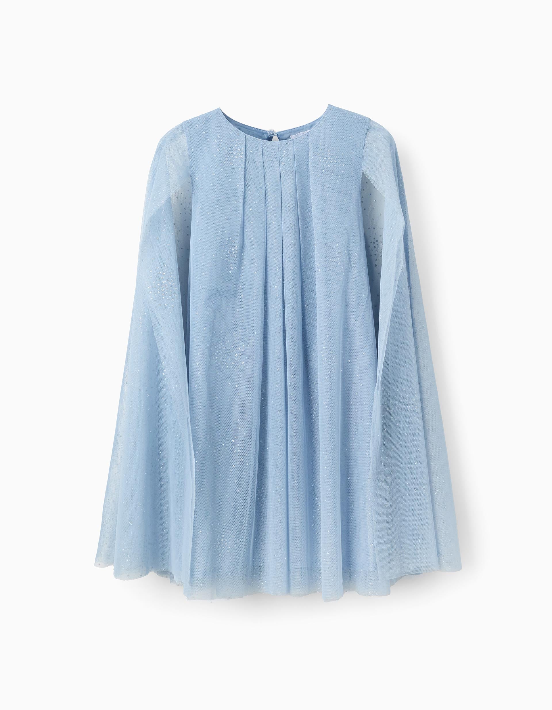 Sleeveless Tulle Dress With Cape Sleeves And Glitter thumbnail 3