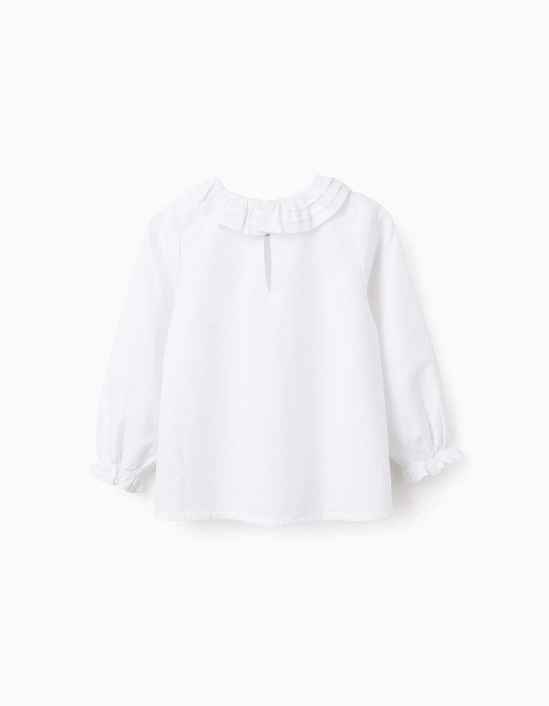 Cotton Twill Blouse With Ruffles For Girls, White thumbnail 3