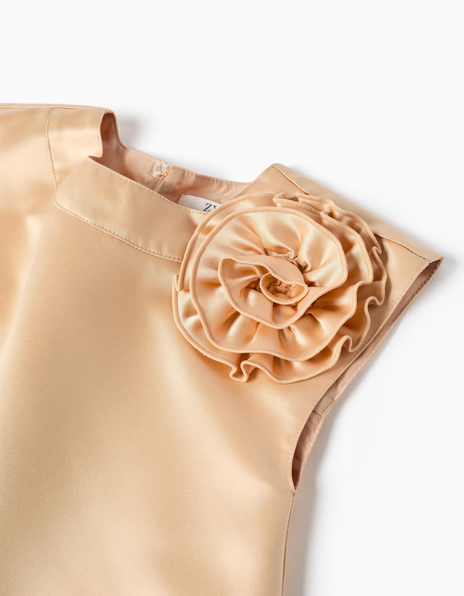 Robe Longue Avec Application De Fleurs Et Doublure thumbnail 3