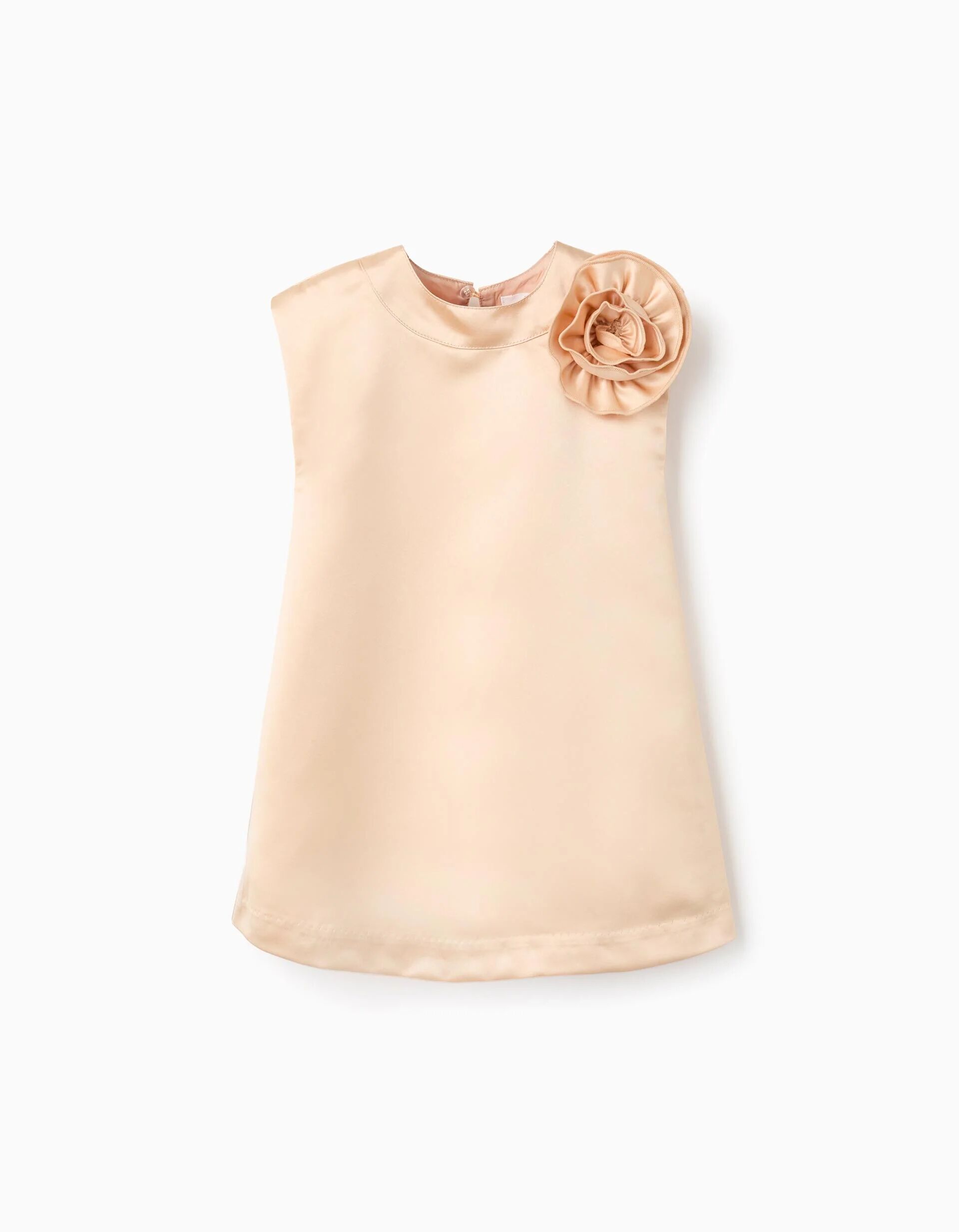 Long Satin Dress With Flower Appliqué And Lining thumbnail 1