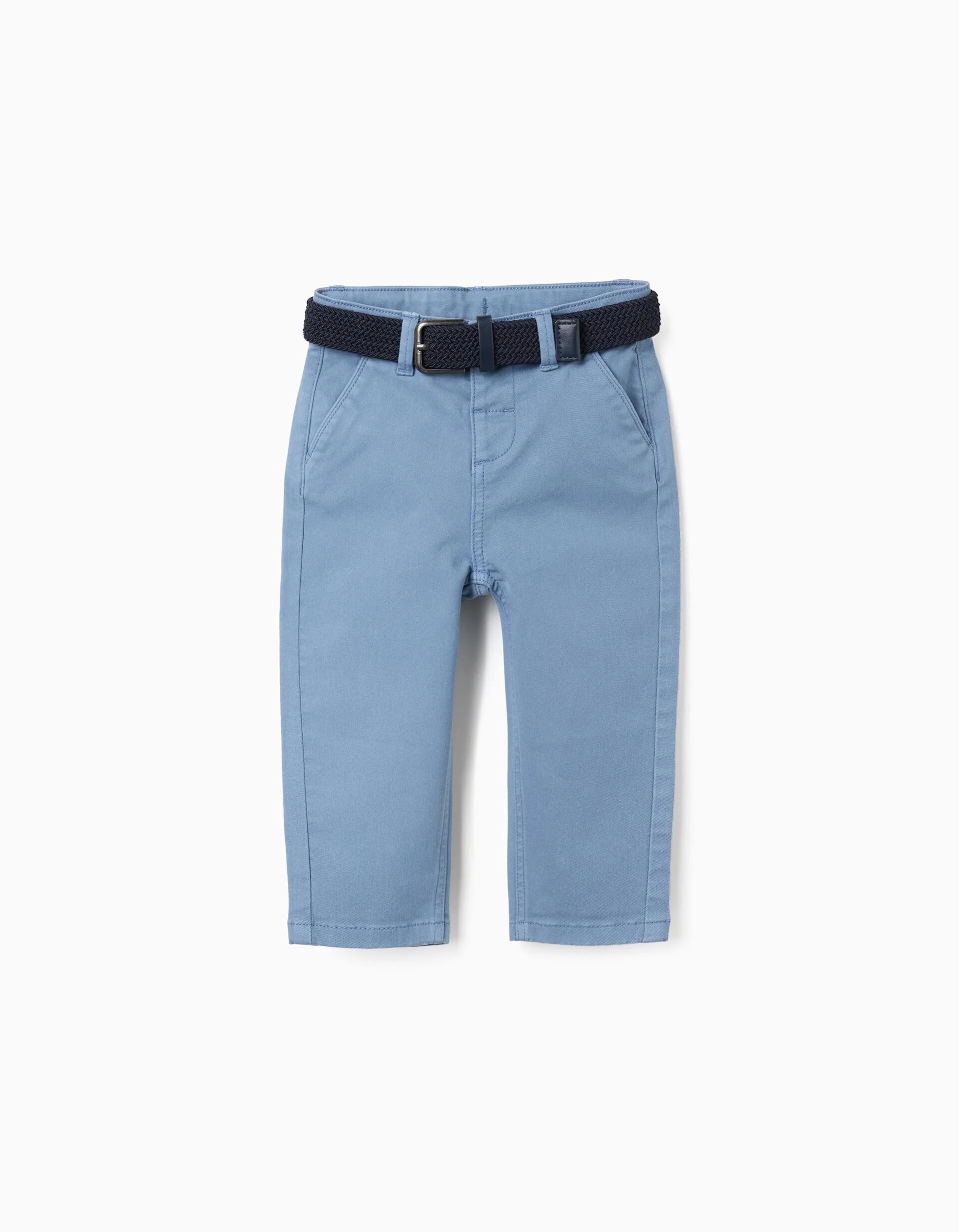Pantalon Chino Ajusté En Sergé Avec Ceinture