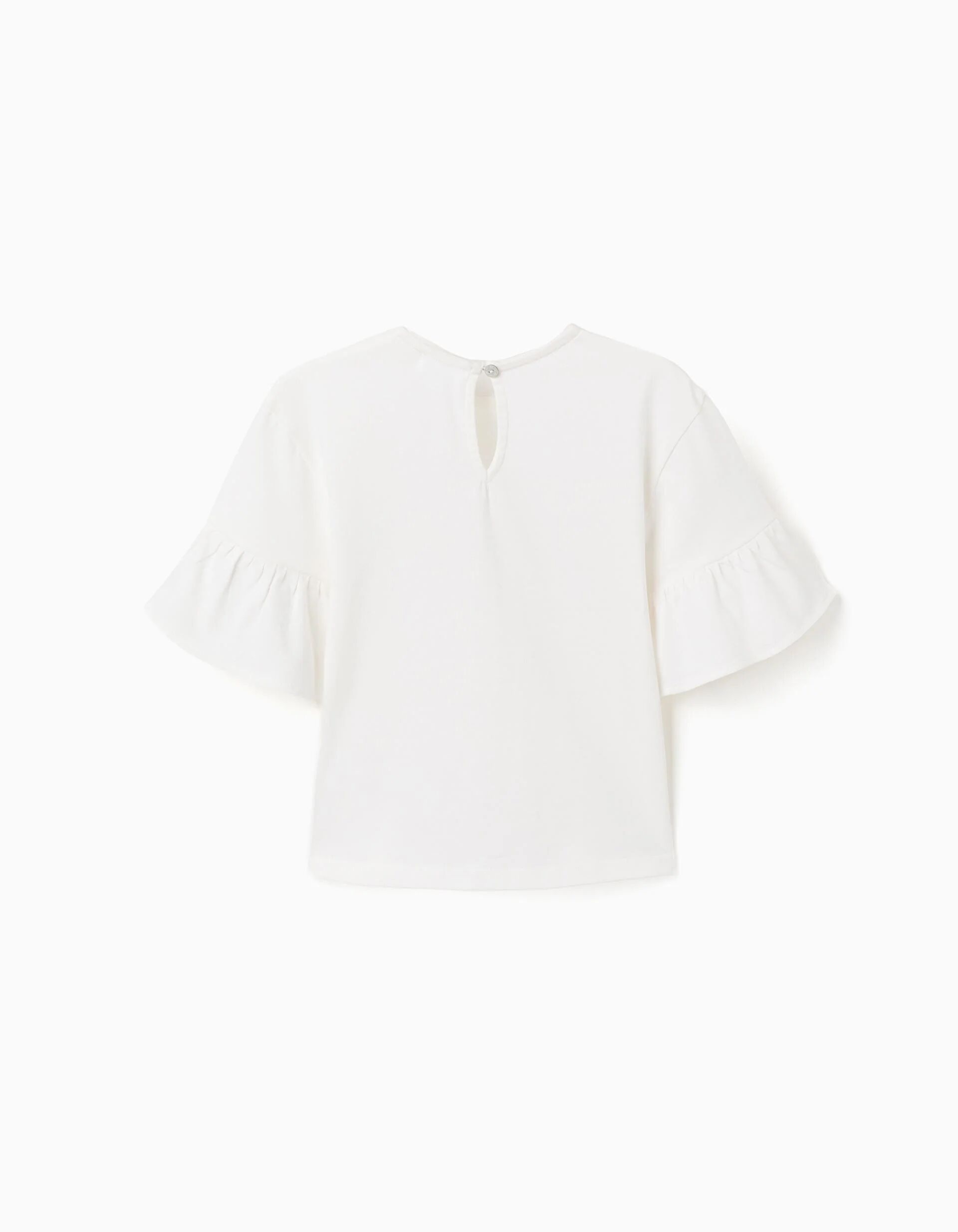 T-shirt with ruffles and embroidered bow for girls thumbnail 3