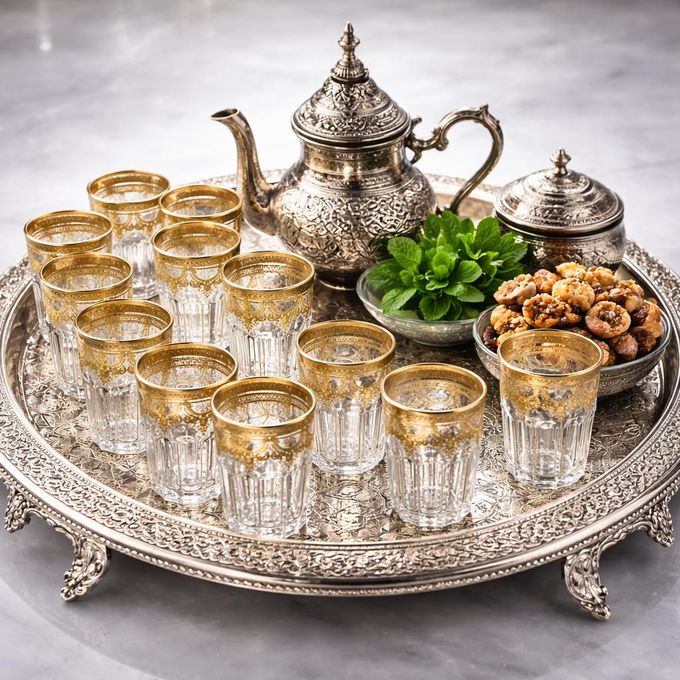 12 Verres De The En Cristal Style Marocain Traditionnels