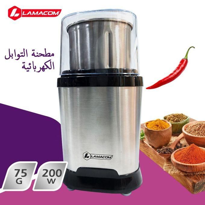 Lamacom Moulin À Épices 200w - 75g - Inox, Moulin A Café Pro, Broyeur D'herbe Électrique