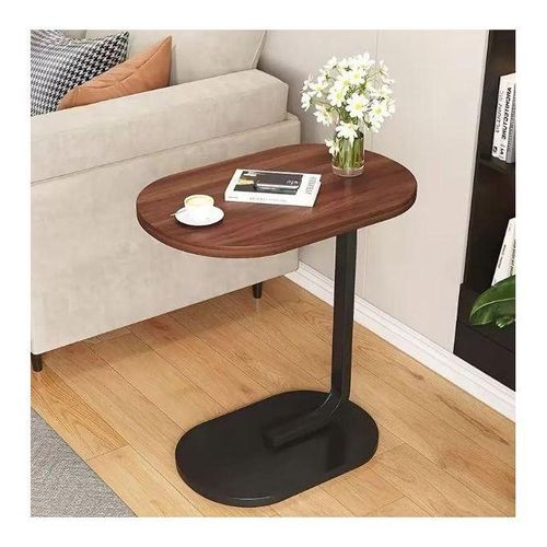 Table D'appoint Gain De Place, Design Contemporain Avec Plateau En Bois Et Cadre Métallique Pour Maison