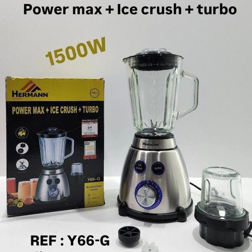 Blender Turbo+ice Crush Bol En Verre 1.5 Litre Avec Moulin A Café Et Épices Offert