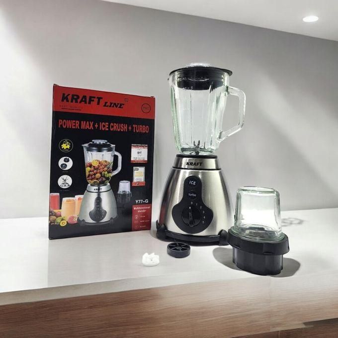 Kraft Line Blender Turbo+ice Crush Bol En Verre 1.5 Litre Power Moteur 1500w Avec Moulin A Café Et Épices Offert