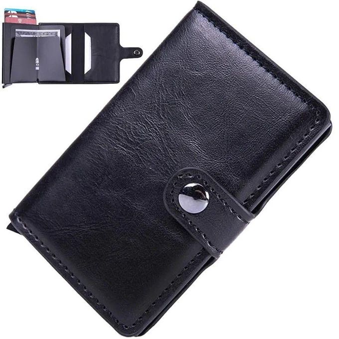 Portefeuille Automatique Ultra-mince En Alliage Et Cuir, Antidémagnétisation Rfid