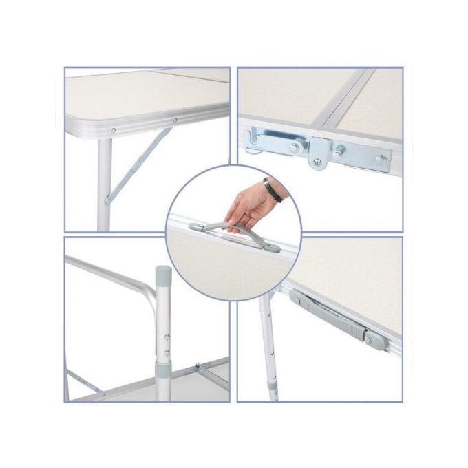Table Camping Pliable Réglable Aluminium 120x60 Cm thumbnail 3