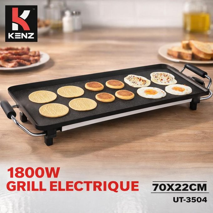 Kenz Grille/planche De Cuisson 70x22cm Antiadhésif Électrique 1800w
