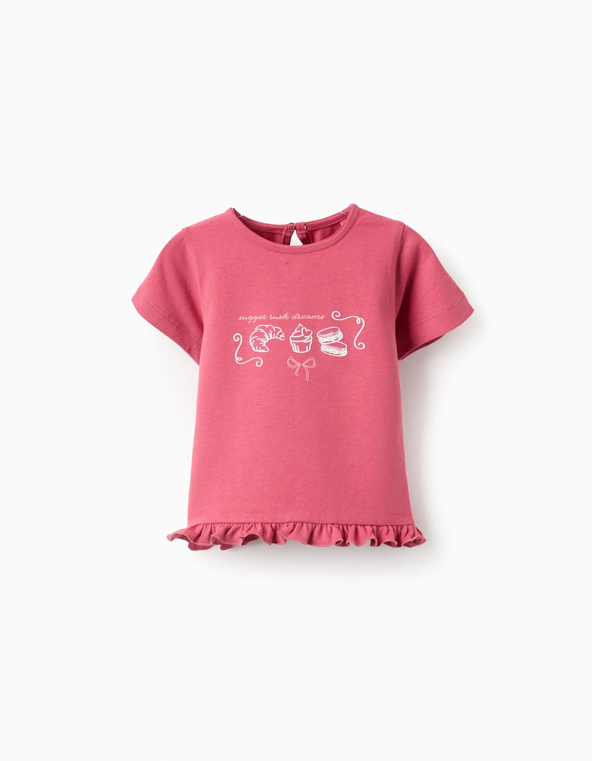 Cotton T-shirt With Ruffles For Baby Girls Sweet