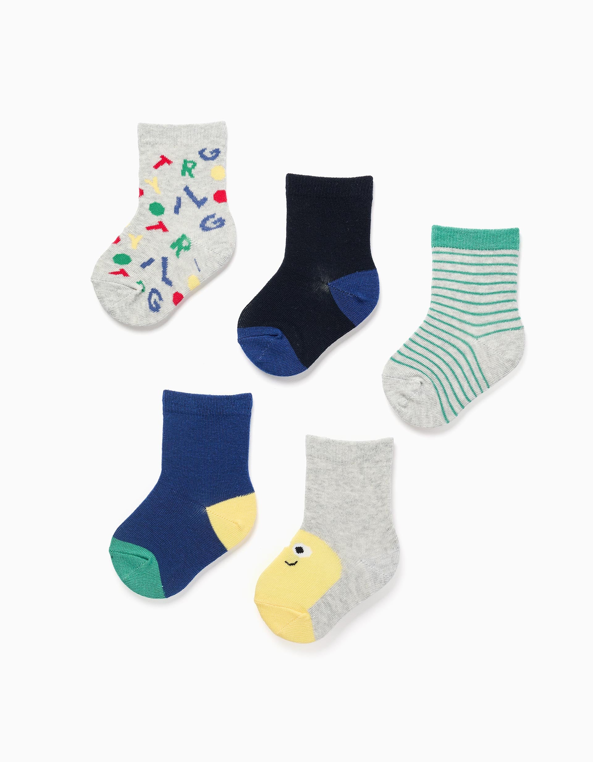 Pack Of 5 Pairs Of Socks For Baby Boys Letters