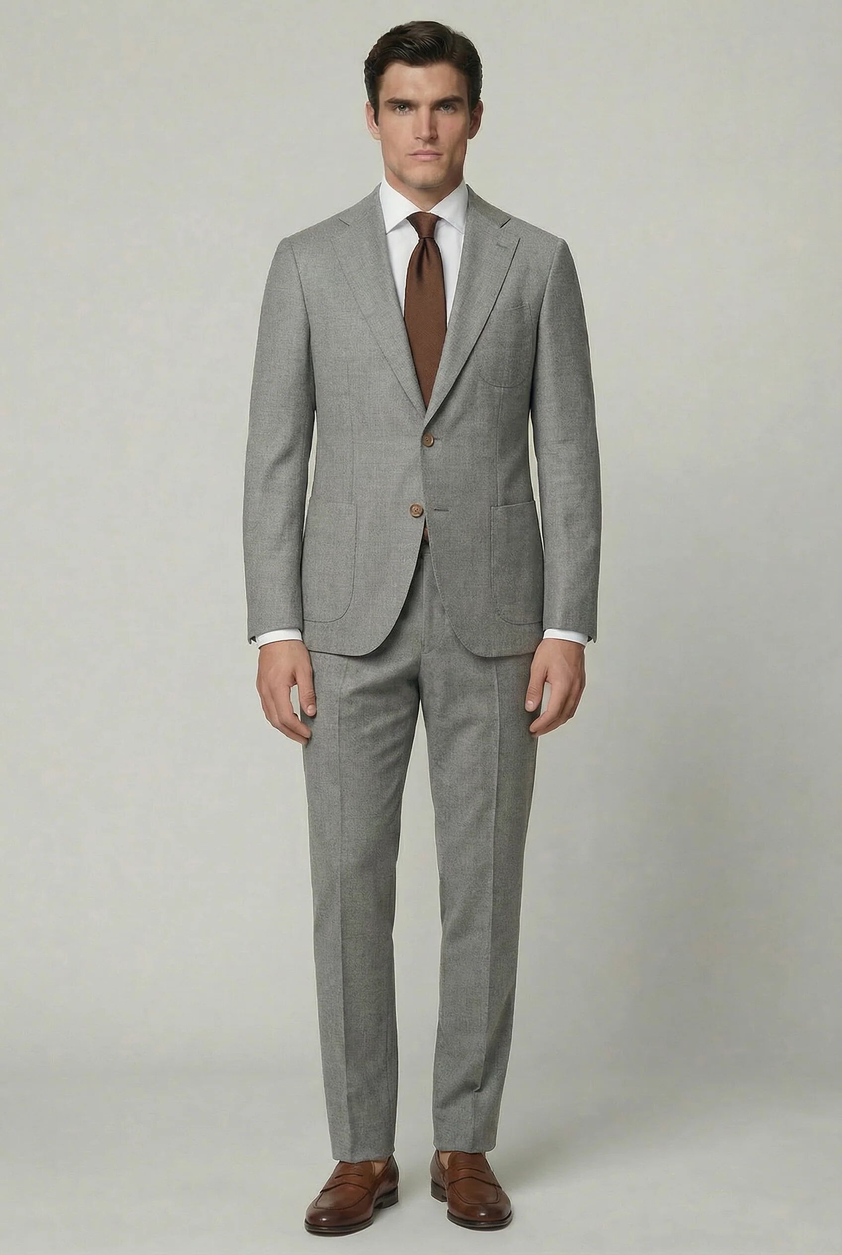 Arezzo Suit – Light Grey – Zignone Fabric – 96% Wool, 4% Cashmere