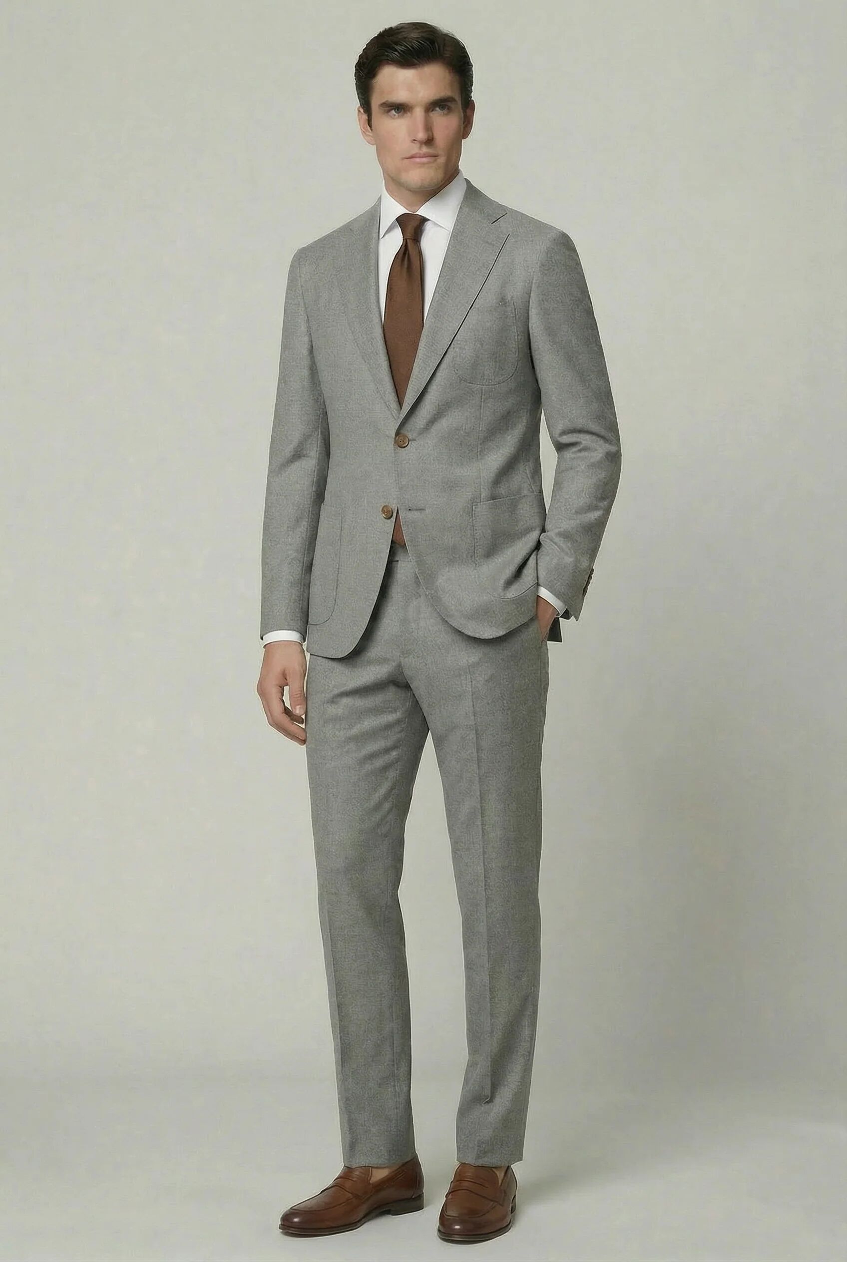 Arezzo Suit – Light Grey – Zignone Fabric – 96% Wool, 4% Cashmere thumbnail 3