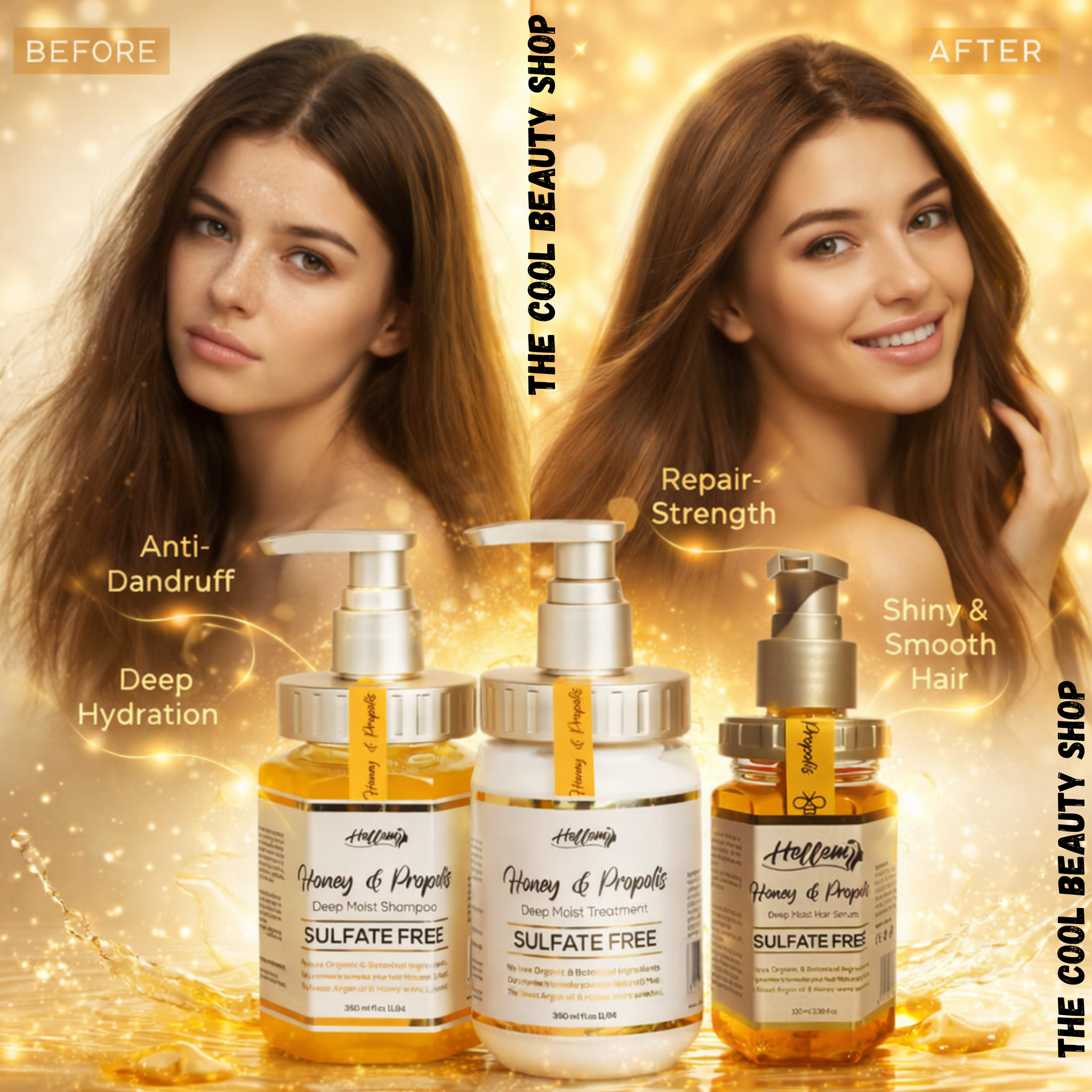 Pack Honey & Propolis – Routine Capillaire Complète Hydratation & Réparation (sans Sulfate)