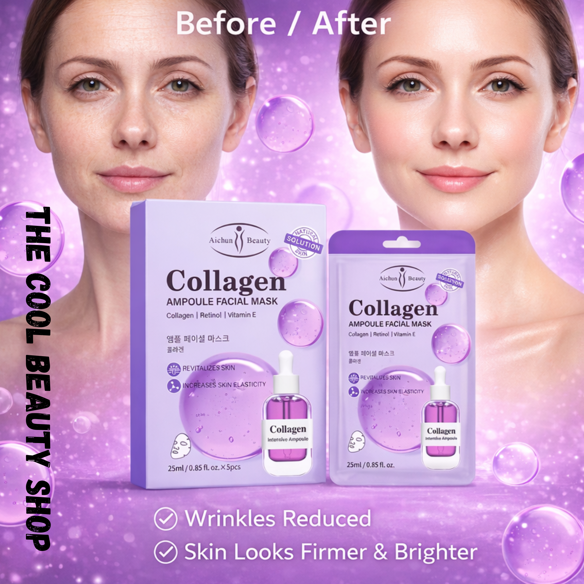 Masque Visage Collagène & Rétinol – Ampoule Intense Anti-âge & Élasticité