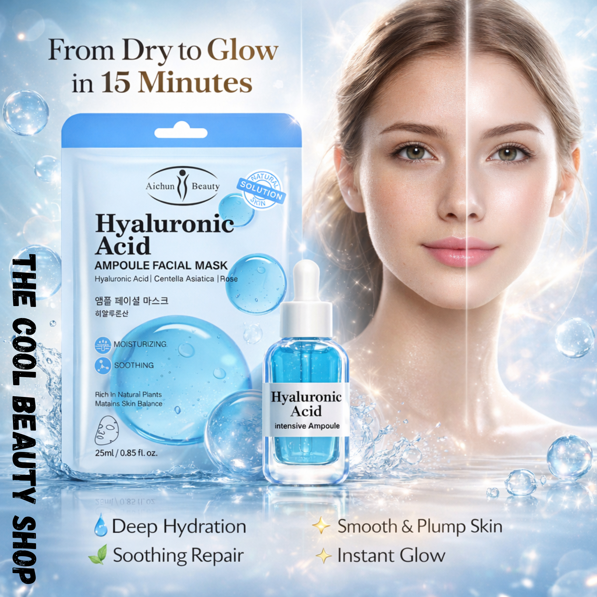 Masque Visage Hydratant À L’acide Hyaluronique – Effet Repulpant & Apaisant thumbnail 3