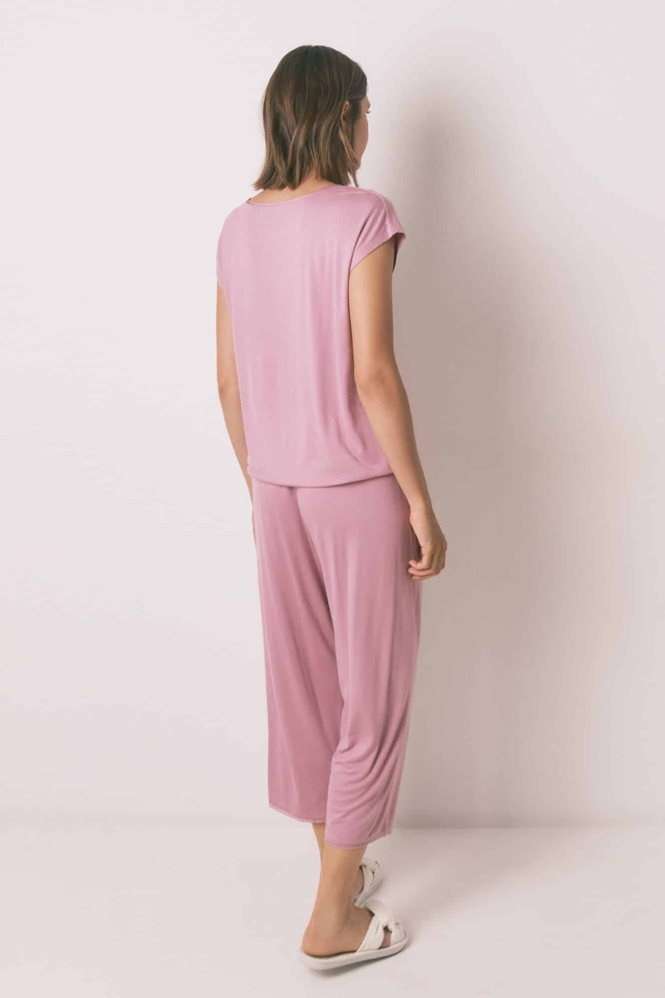 Pyjama Pantacourt En Viscose Rose Soft Touch thumbnail 3