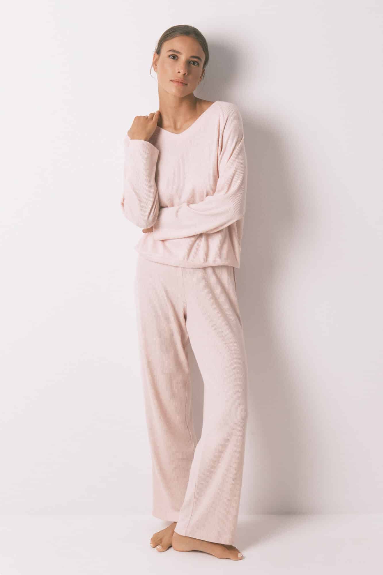 Pyjama Long Côtelé Brossé Lilas