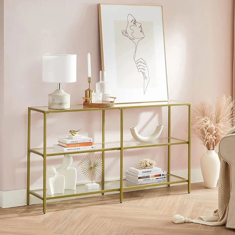 Table Console Verre Doré 3 Niveaux thumbnail 2