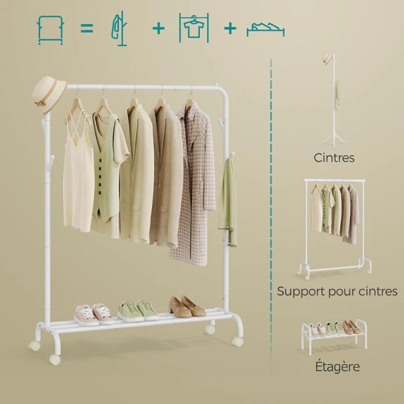 Porte-manteau À Roulettes Blanc