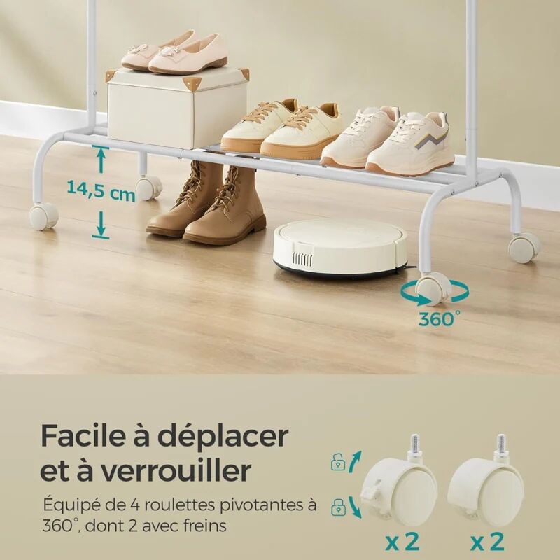 Porte-manteau À Roulettes Blanc thumbnail 3