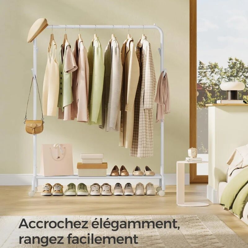 Porte-manteau À Roulettes Blanc thumbnail 4