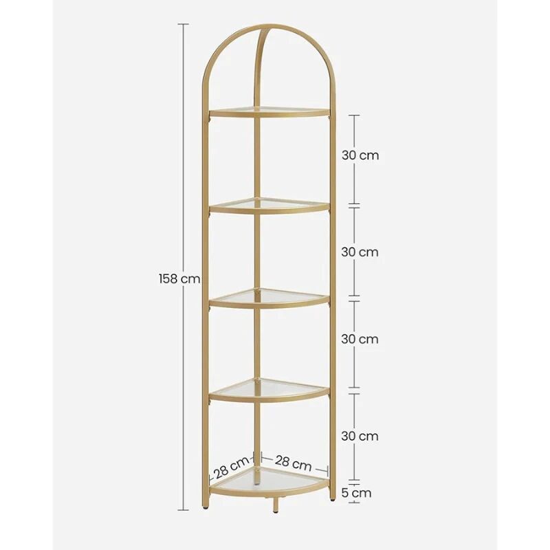 Étagère D’angle À 5 Niveaux Doré