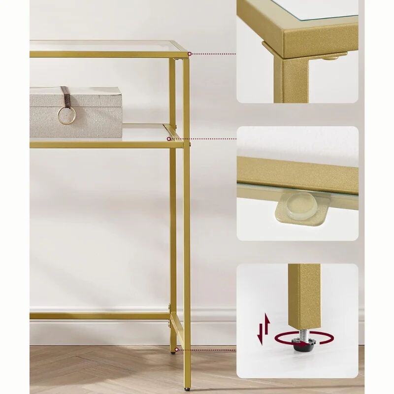 Table Console Verre Doré 2 Niveaux