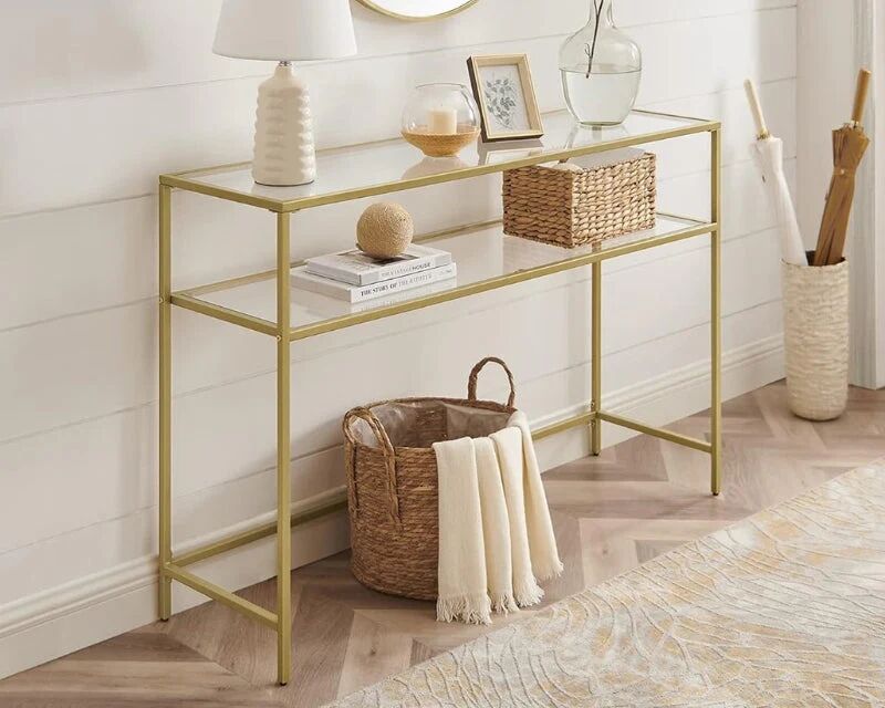 Table Console Verre Doré 2 Niveaux thumbnail 4