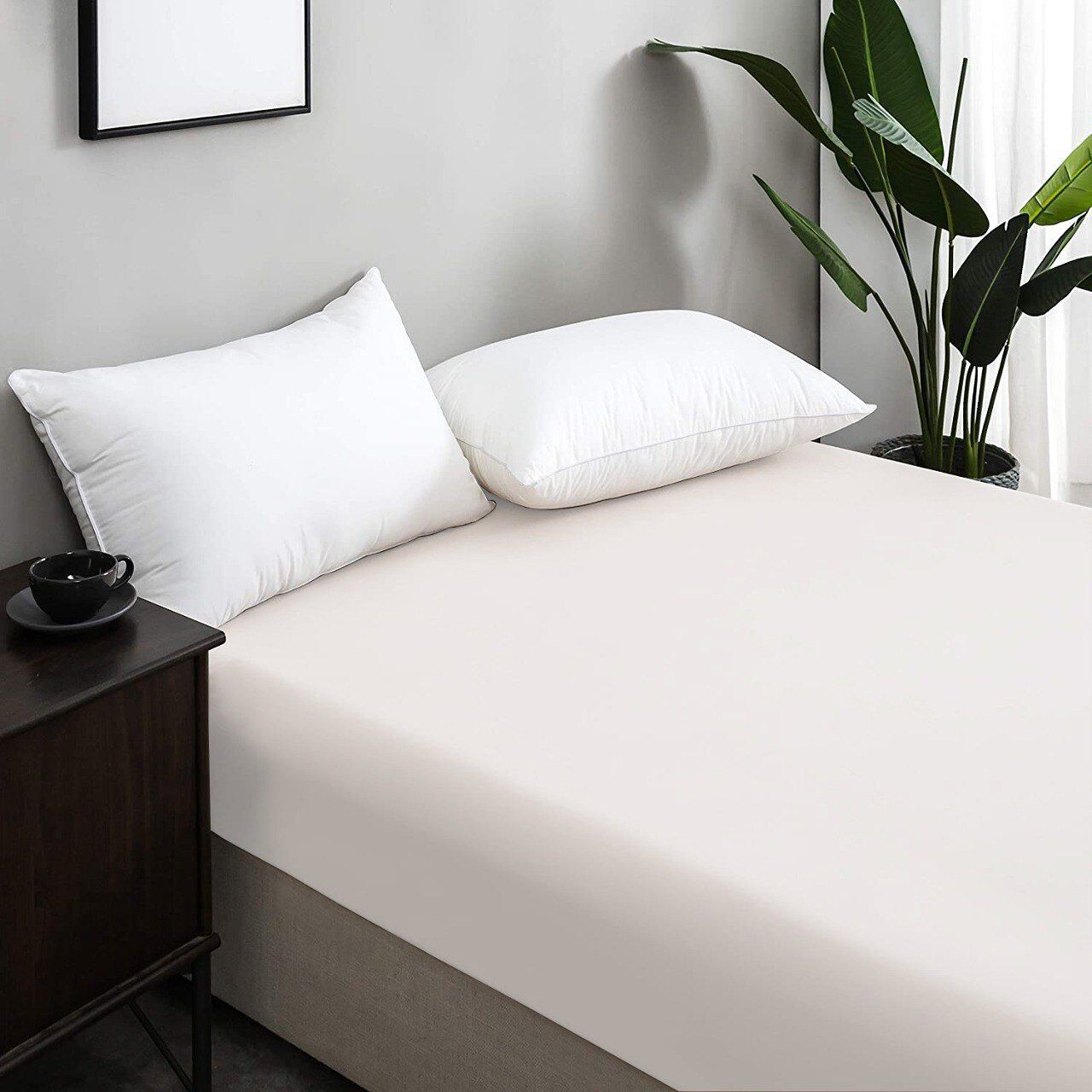 Pack Draps Blanc 1 Place (drap Housse + Drap Plat + 2 Taies D’oreiller)