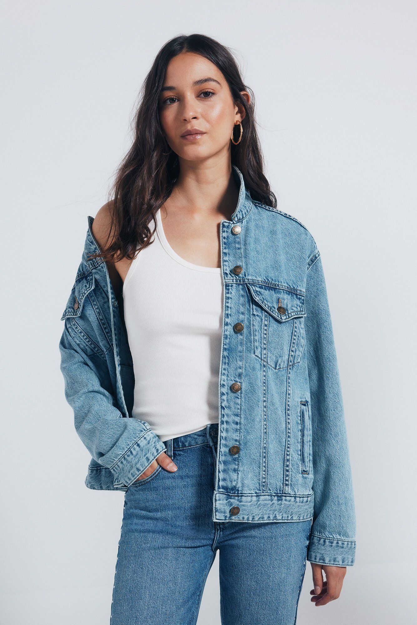 Veste En Jean Oversize En Coton thumbnail 3