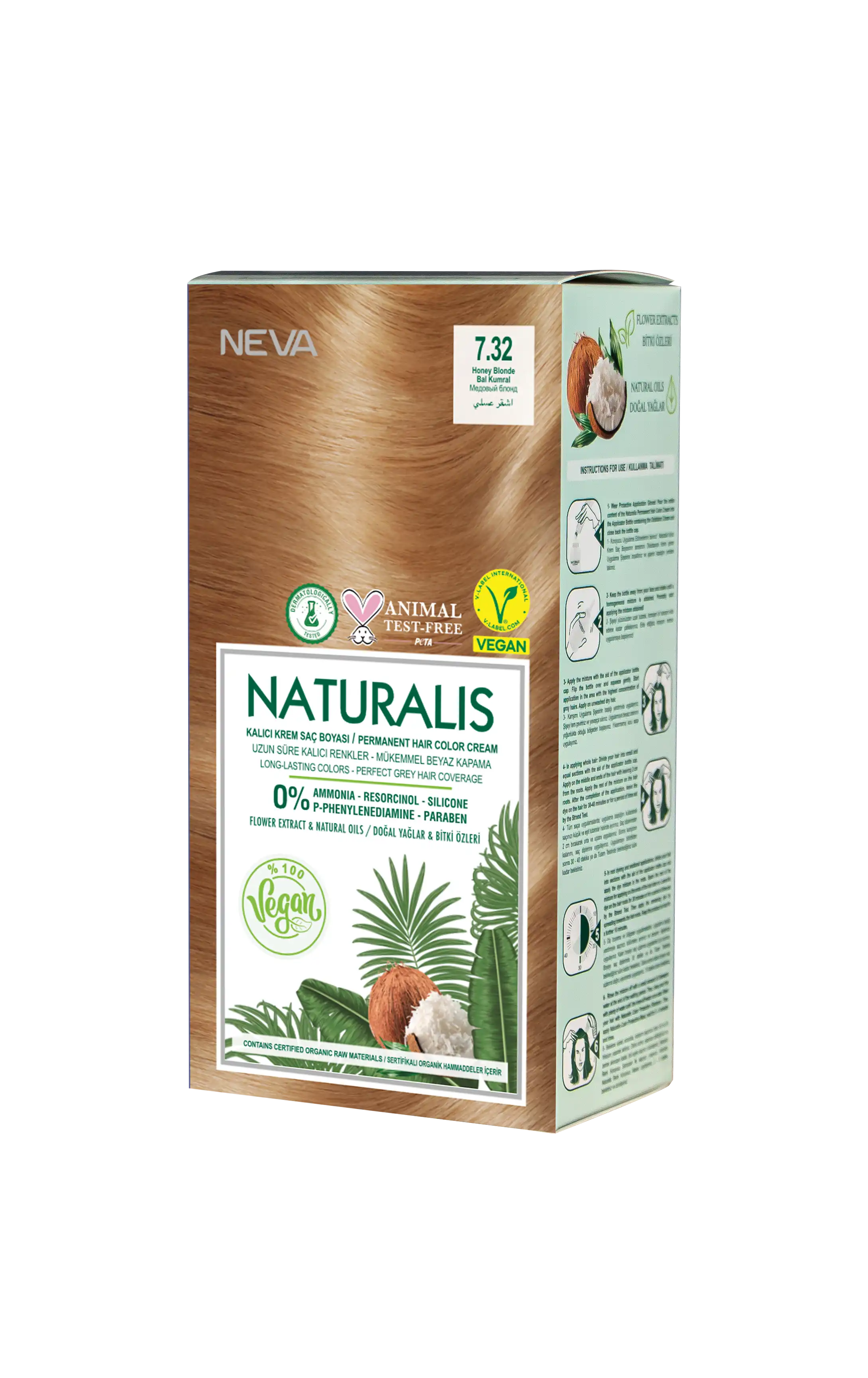 Naturalis Hair Color Cream Set-7.32 Honey Blonde Vegan 60 Ml + 60 Ml