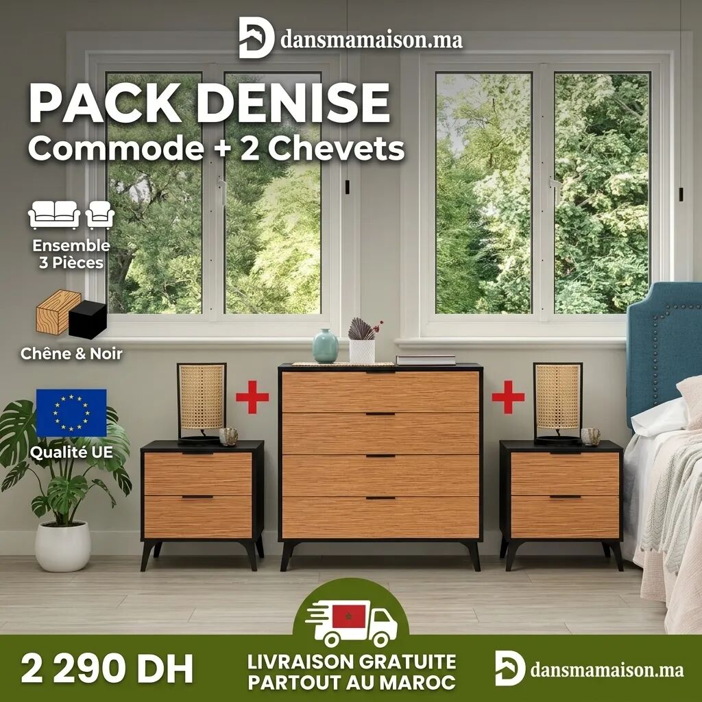 Pack Denise – Commode + 2 Tables De Chevet