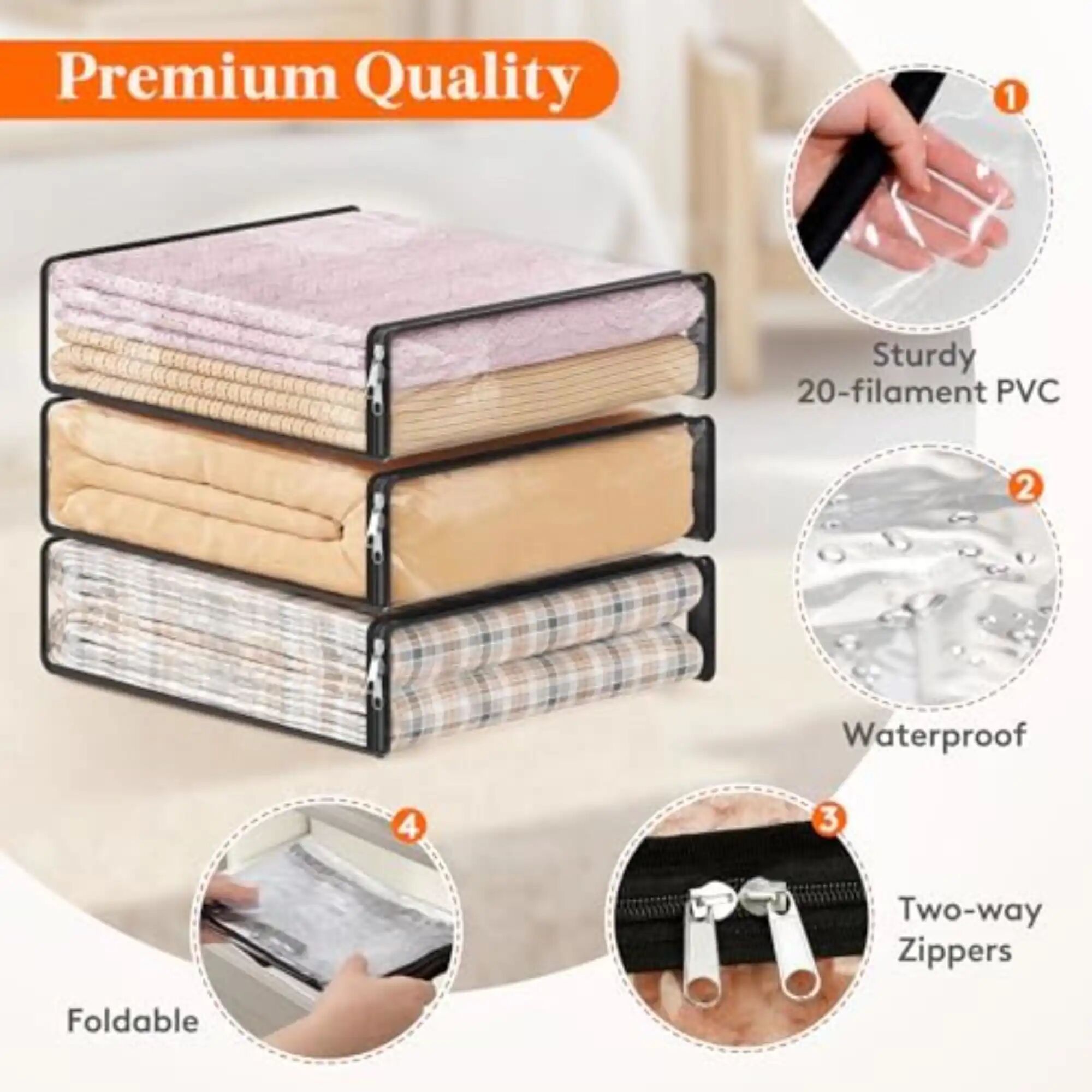 Lot De 6 Sacs De Rangement Transparents 14 L – 40 × 35 × 10 Cm