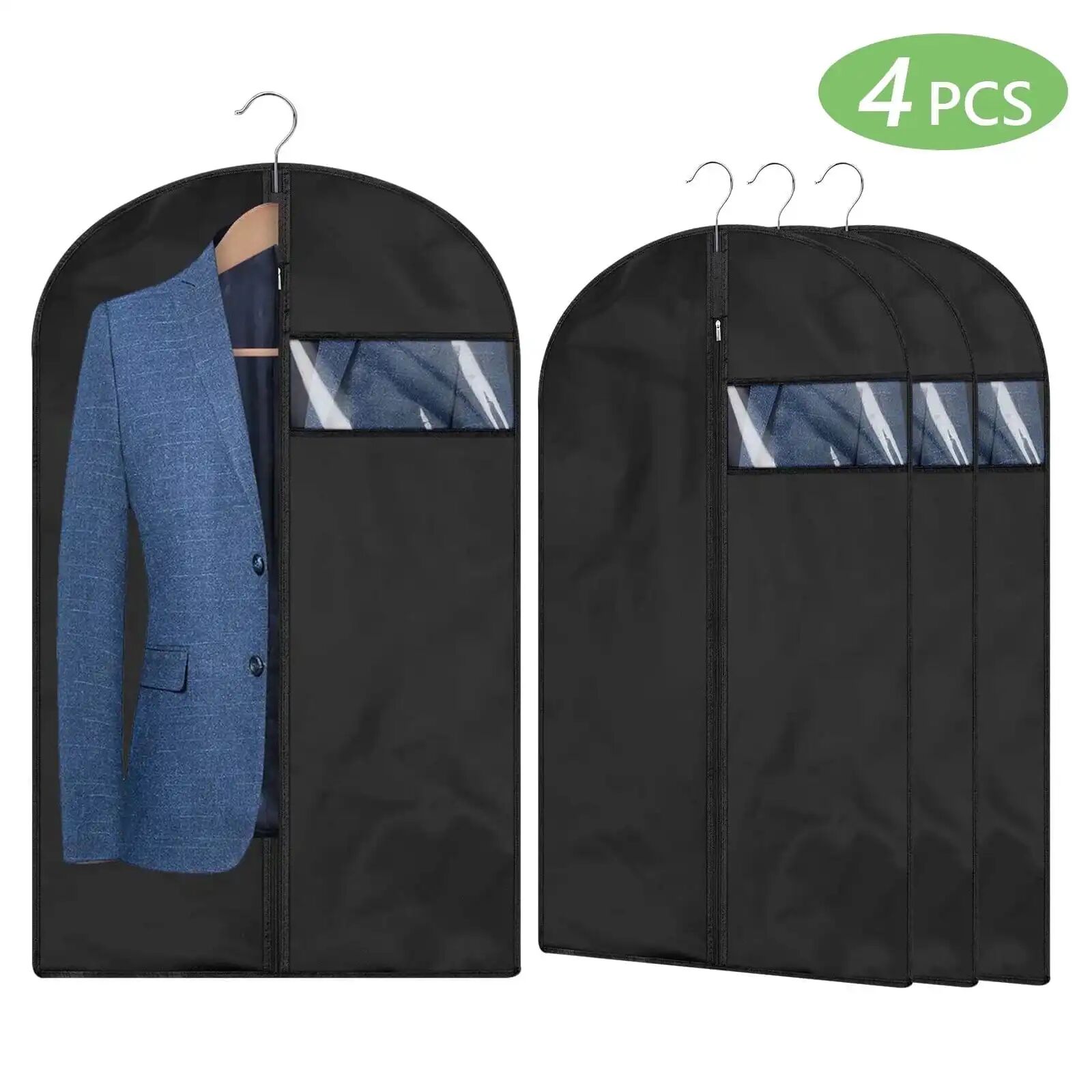 Lot De 4 Housses À Vêtements Suspendues - Protège Costumes Avec Fenêtre Transparente thumbnail 3