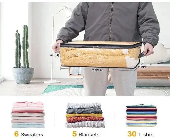 Lot De 3 Sacs De Rangement Rectangulaires En Pvc Transparent – Pliables Et Polyvalents