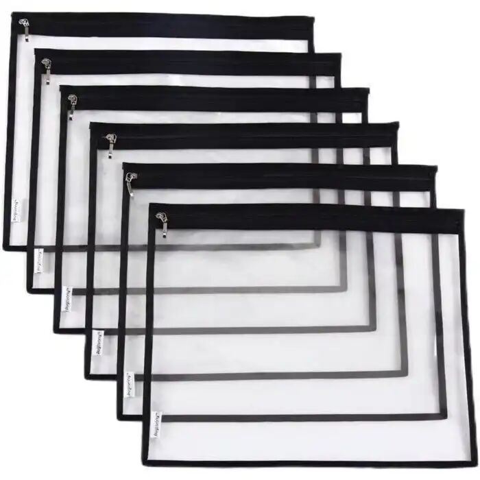 Lot De 8 Pochettes De Rangement Multi-usages En Pvc Transparent Résistant À L'eau Avec Fermeture Éclair