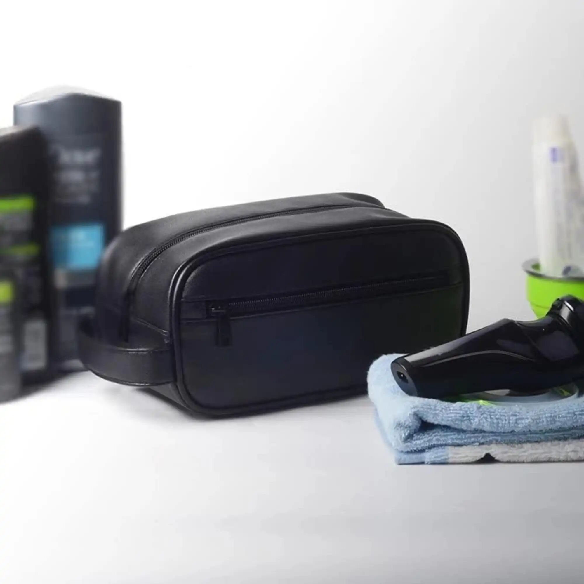 Trousse De Toilette En Cuir Synthétique – Multi-compartiments – Imperméable – 23,5 × 11,5 × 10,5 Cm