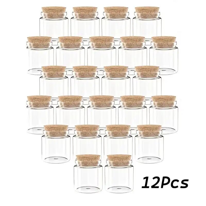 12 Flacons En Verre Avec Bouchons En Liège  thumbnail 3