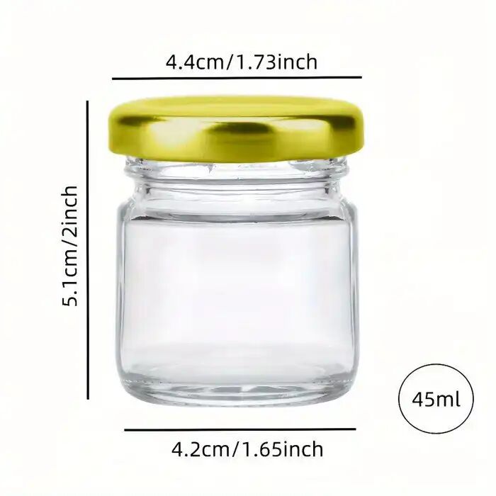 16 Pots En Verre Miniatures Avec Couvercles Dorés À Vis thumbnail 4