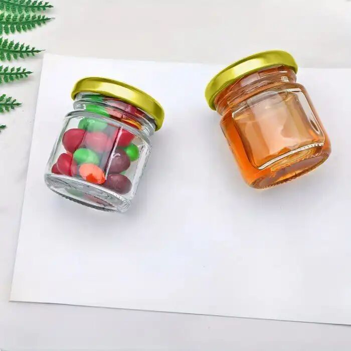 16 Pots En Verre Miniatures Avec Couvercles Dorés À Vis