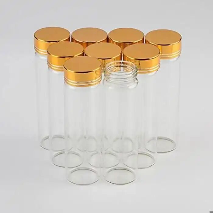 12 Bocaux En Verre Vides Avec Bouchons À Vis En Aluminium Doré